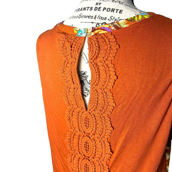 Daniel Rainn SMALL Quin Keyhole Crochet Blouse - Stitch Fix Mixed Material Top - Picture 10 of 12